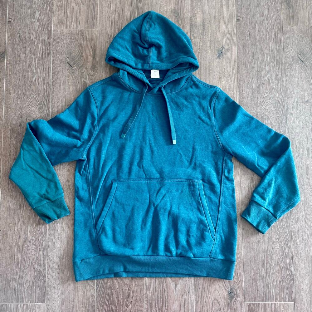 Member's Mark Newport Fleece Hoodie Teal Pullover Kangaroo Pocket Men Medium NEW